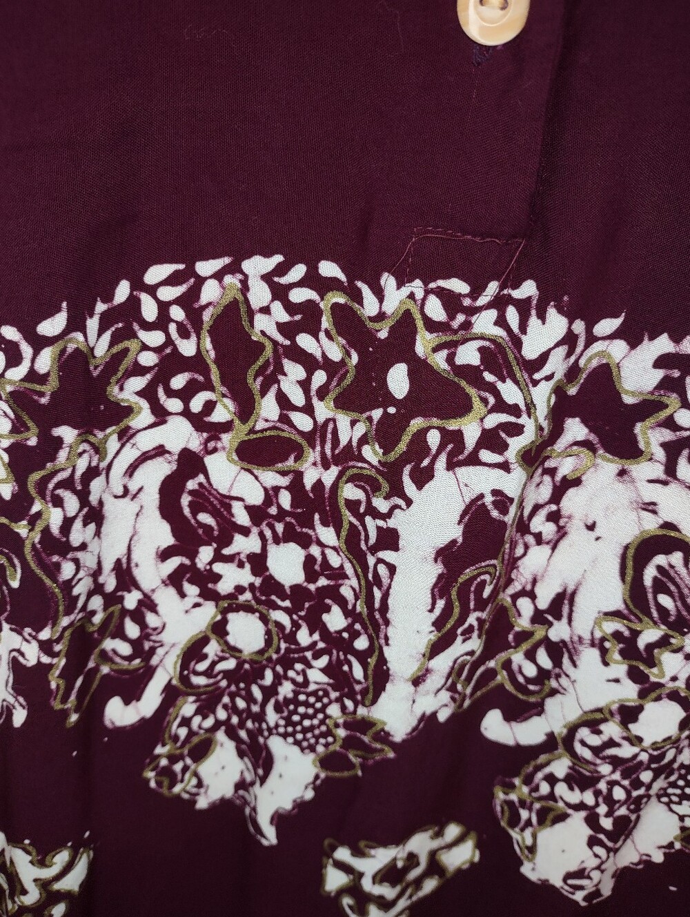 Maroon And White With AGold Accent Design Women's Dress M/L - Picture 4 of 8